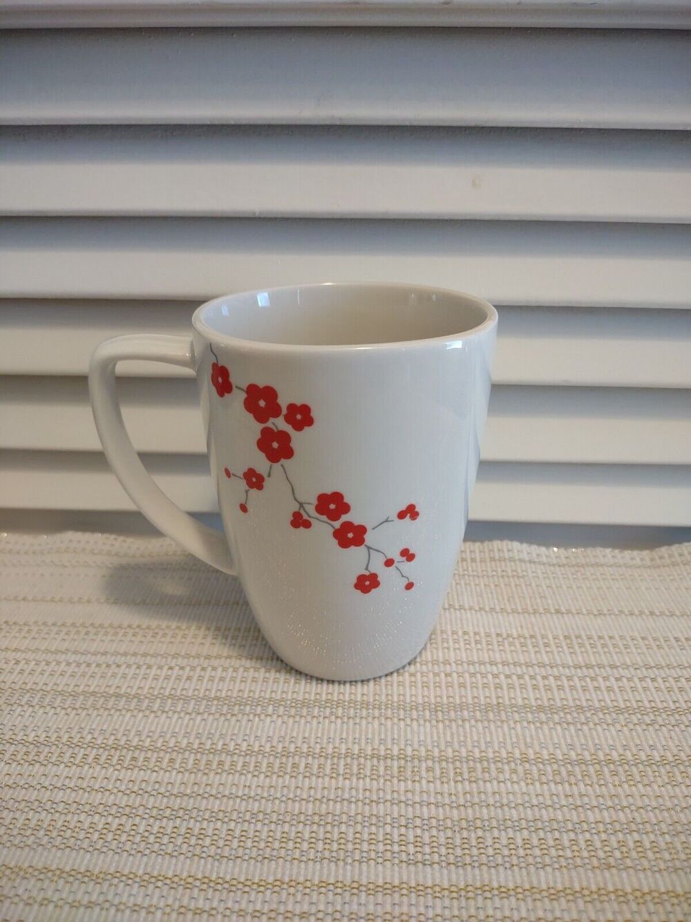 Corelle Coordinates Porcelain Hanami Garden Red Blossoms Square Coffee Mug Cup